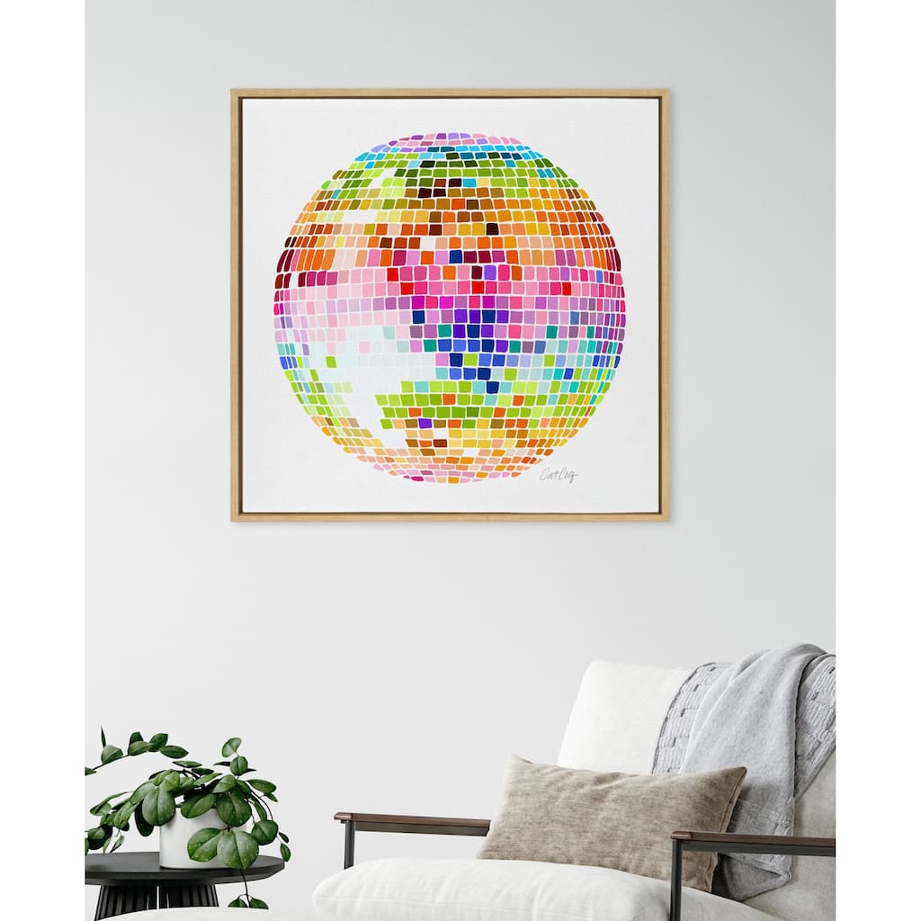 Kate and Laurel Sylvie Rainbow Disco Ball Canvas by Cat Coquillette