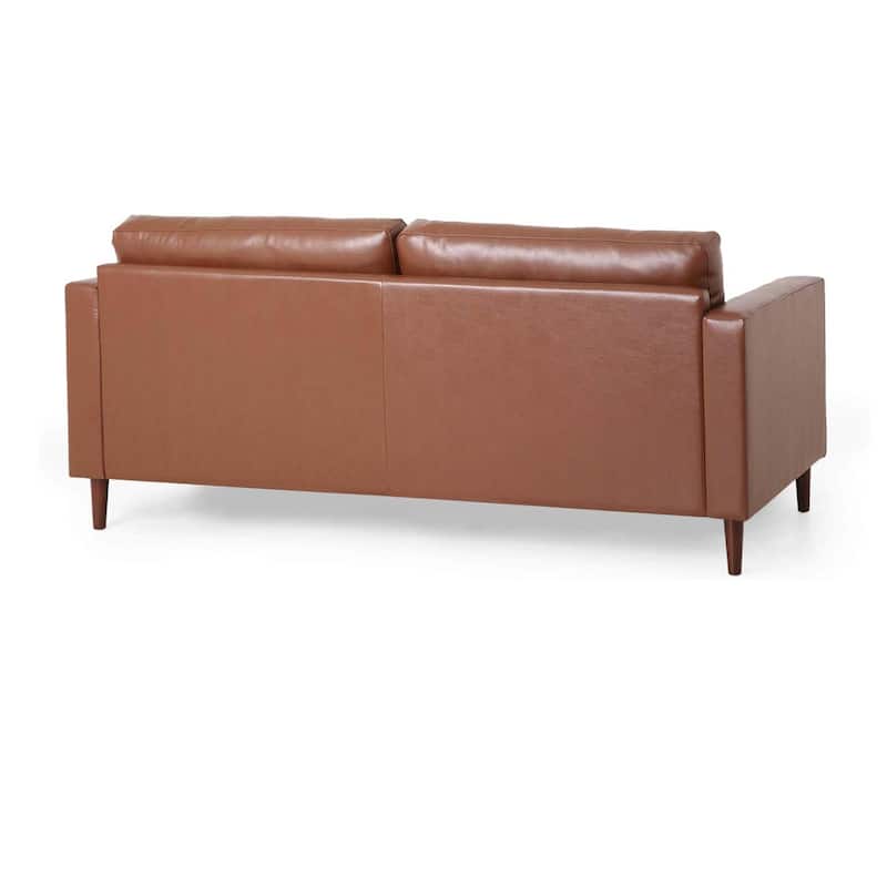 85'' Wide Standard PU Leather Sofa with Birch Legs and Throw Pillows