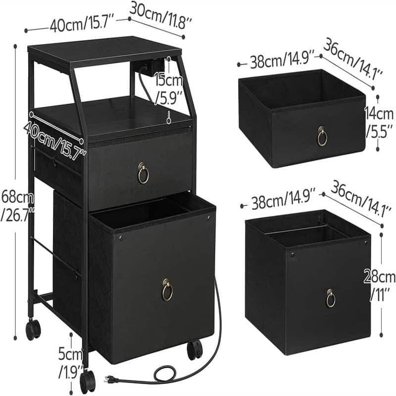2-Drawer Mobile File Cabinet - 15.7"D x 15.7"W x 26.7"H