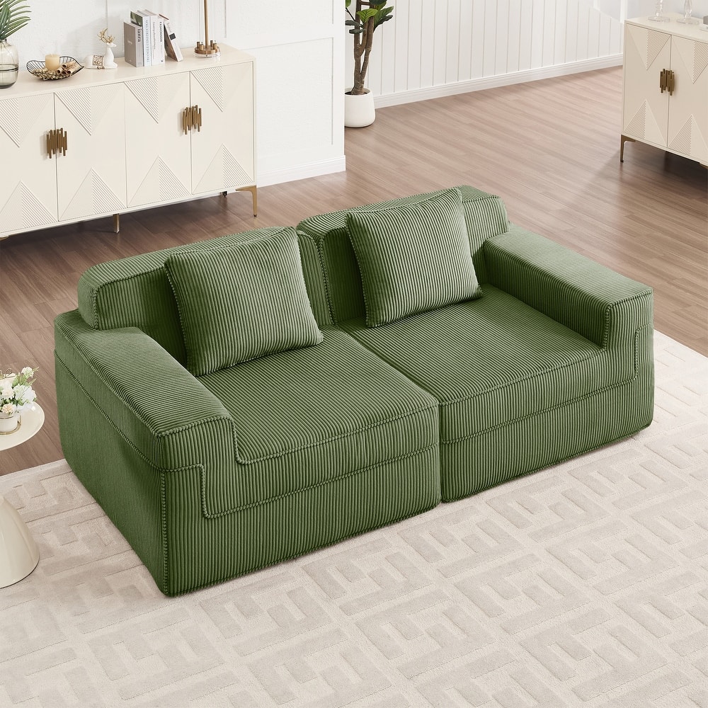 GDFStudio - Modular Corduroy Boneless Cloud 81" Loveseat with Deep Seat