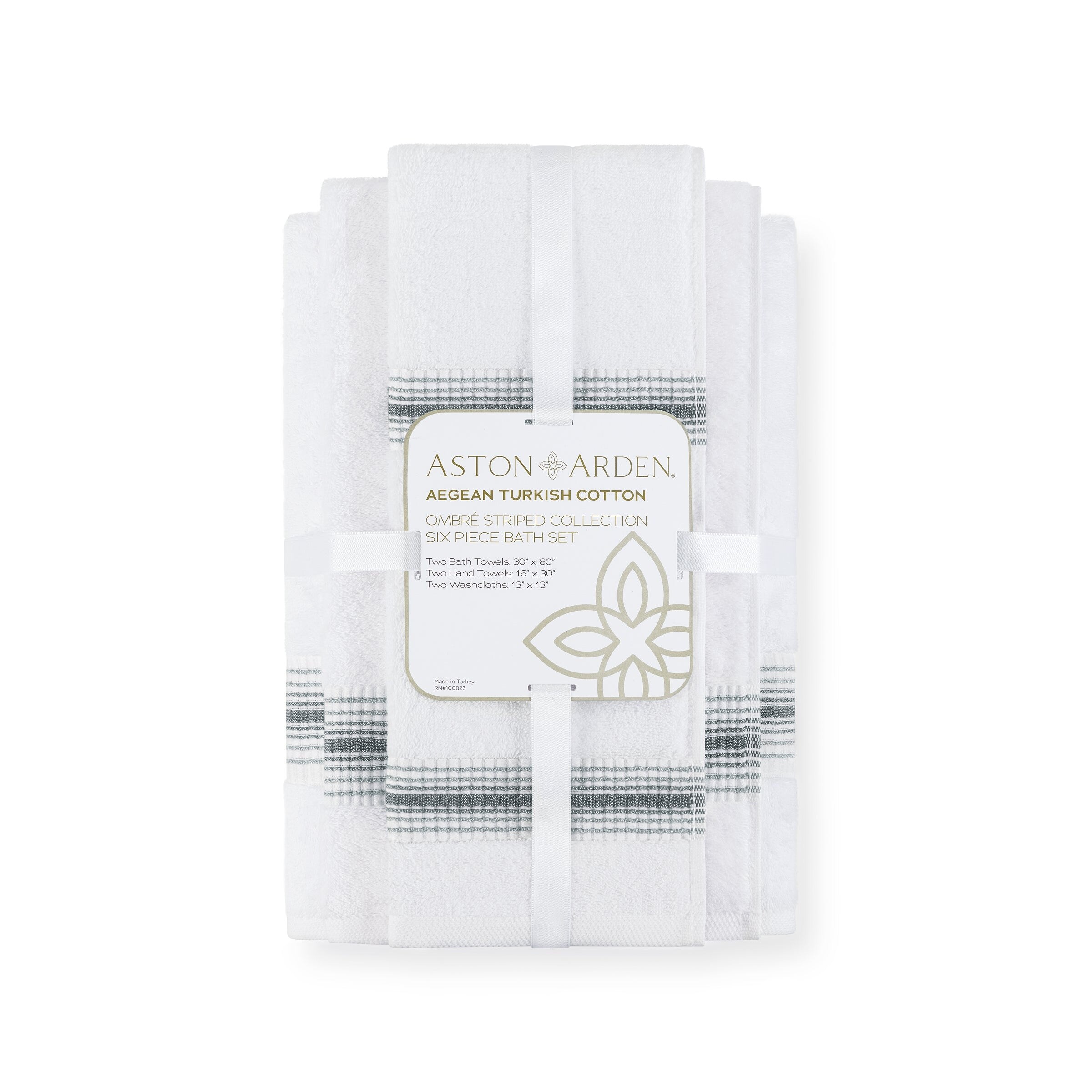 Aston & Arden Turkish Cotton Towel Set (6-Piece) - Striped-image