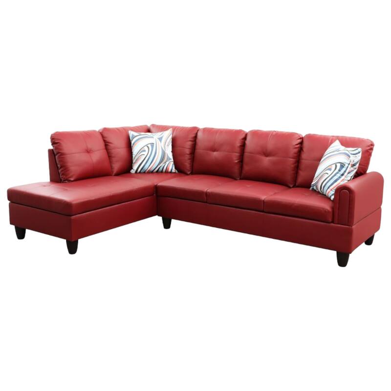 KISRAIS 97" Wide 2-Piece Vegan Leather Sectional Sofa Set without Ottoman for Small Space