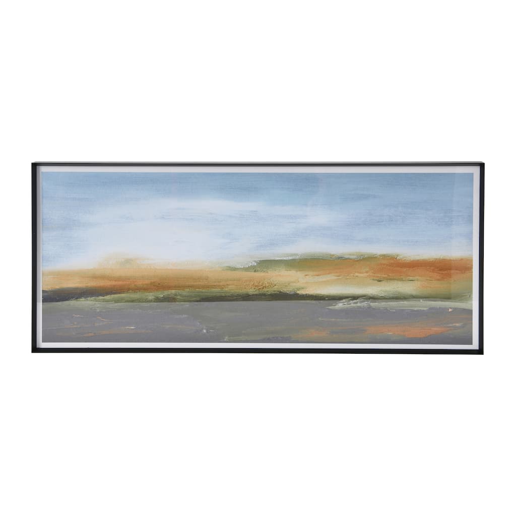 Abstract Print Wall Décor, Watercolor Horizon Print with Black metal Frame