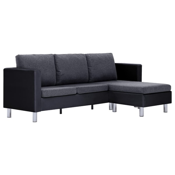 vidaXL 3-Seater Sofa with Cushions Black Faux Leather. Opens flyout.