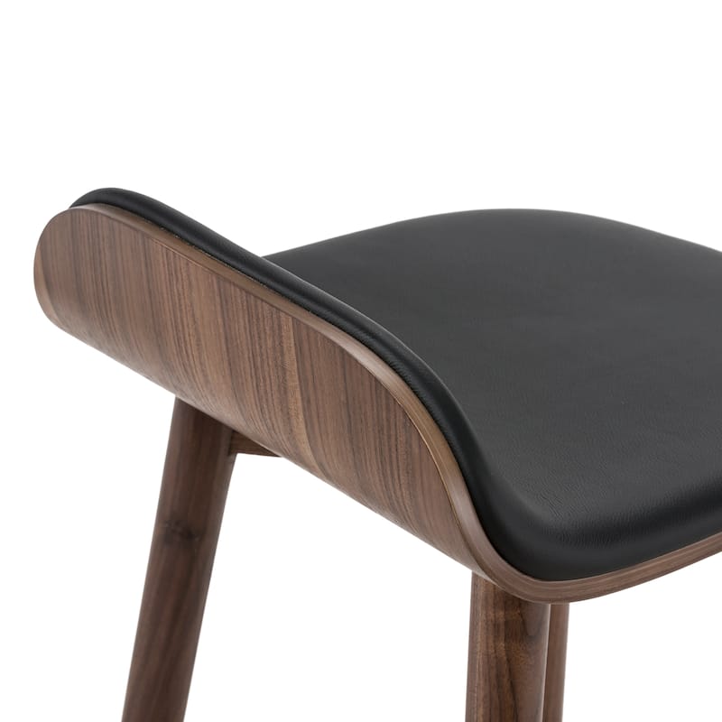 Poly & Bark Notello Leather Counter Stool - 26" Seat Height Solid Oak Wood Frame