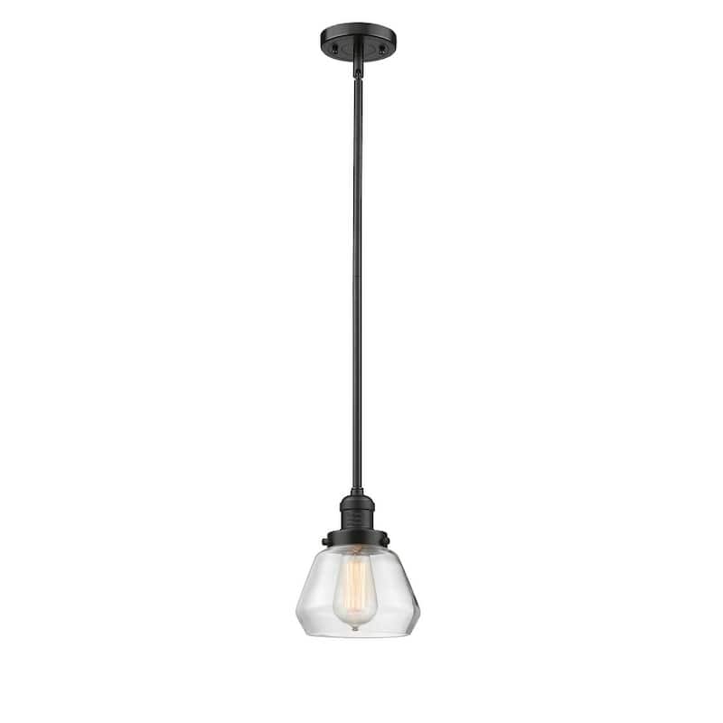 Innovations Lighting Fulton Single Light 7" Wide Mini Pendant with - Oiled Rubbed Bronze / Clear