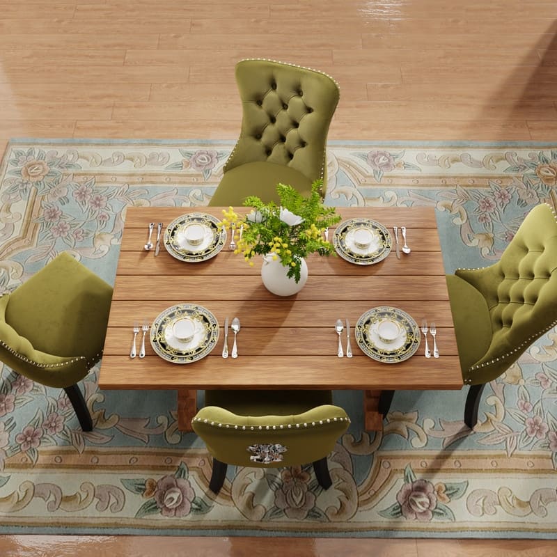 Solid Wood Velvet Upholstered Dining Chair Set of 4