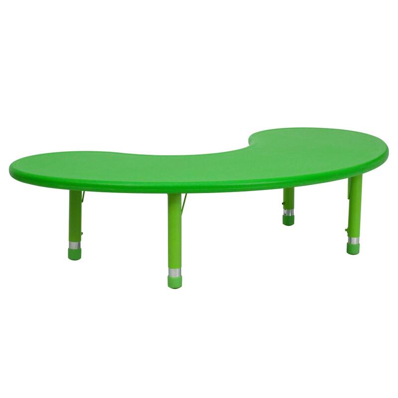 35"Wx65"L Half-Moon Plastic Adjustable Activity Table for 8 - 65"D x 35"W x 14.5" - 23.75"H