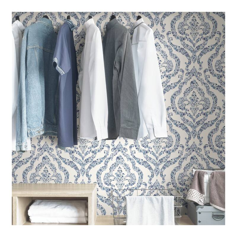 NuWallpaper Blue Guildford Peel & Stick Wallpaper - 216in x 20.5in x 0.025in