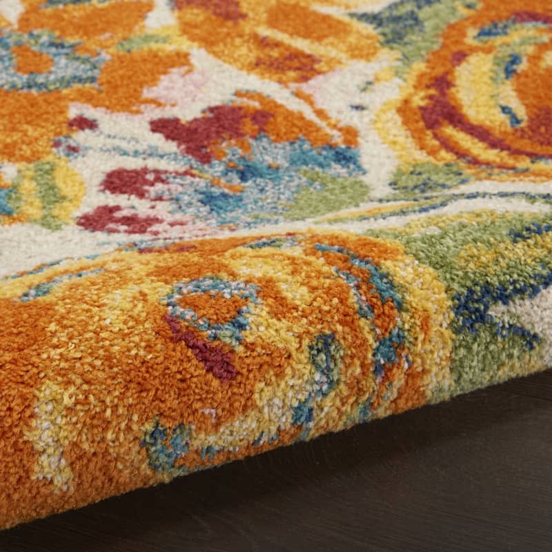 Power Loomed Floral Traditional Low Pile Area Rug - 87' X '63' X '0.25