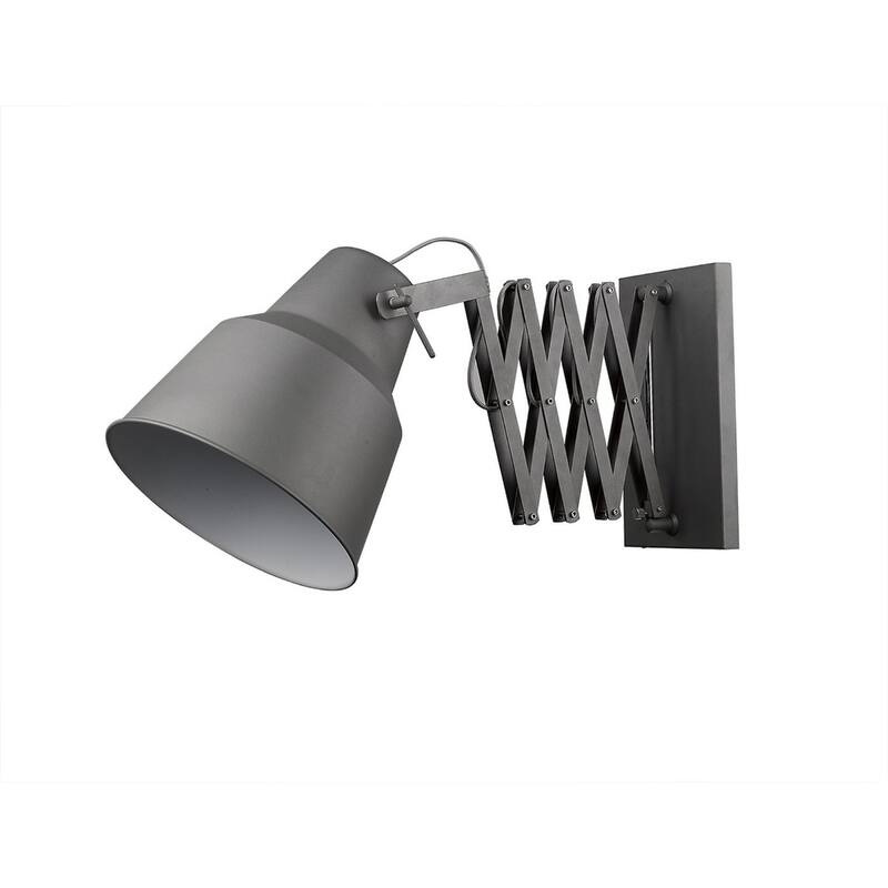 Grey Plug-In Wall Sconce with Metal Shade and Adjustable Arm Dimmable Light Fixture E26 Socket - 13.75" H x 12.25" W x 50" D
