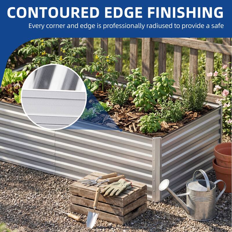 Silver Raised Garden Bed Kit for Vegetables, Flowers, Herbs-Set of 2