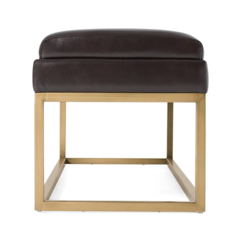 Modrest Bridger Modern Black Vegan Leather & Brass Dining Bench