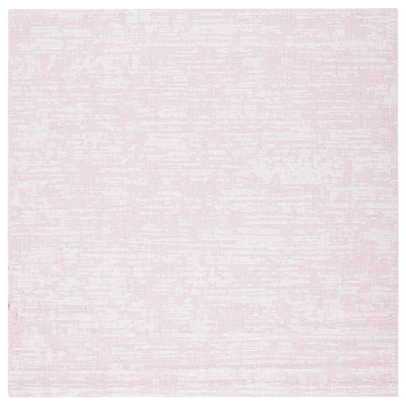 SAFAVIEH Courtyard Simcha Abstract Indoor/ Outdoor Waterproof Patio Backyard Rug - 6'7" Square - Pink/Ivory