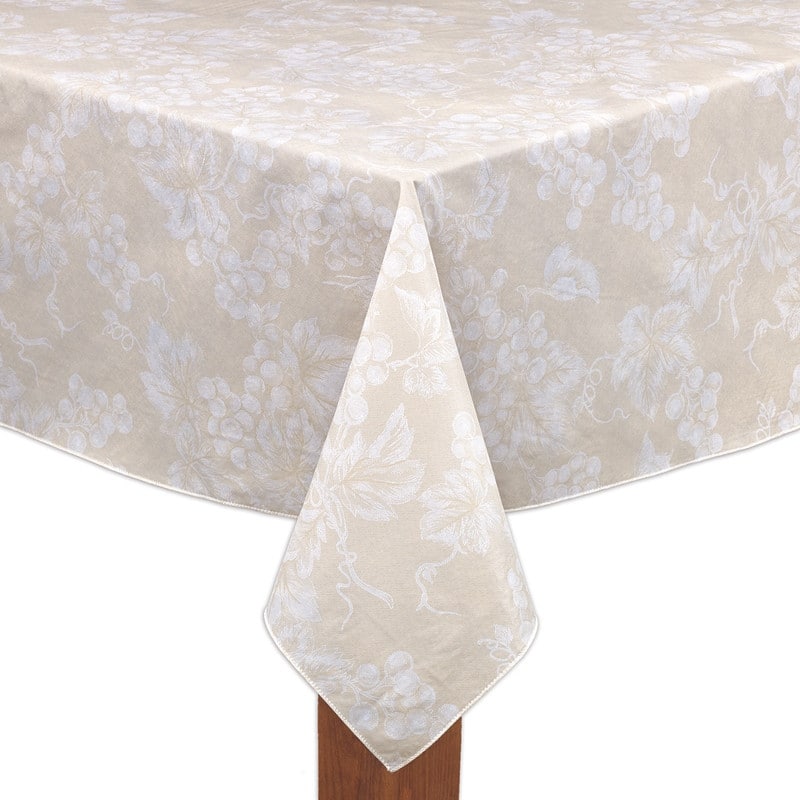 Grapevine Indoor/Outdoor Vinyl Tablecloth - 52"x52" - Ivory