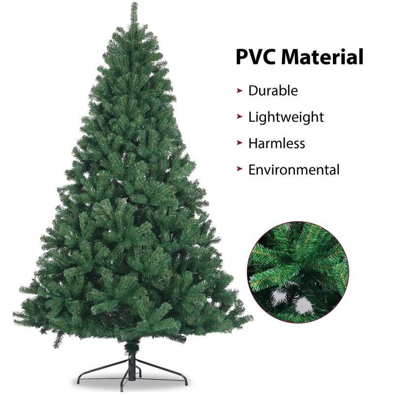 7.5Ft Christmas Tree,Full Natural Spruce Fir Tree,Metal Base - Home Christmas Holiday Ornaments
