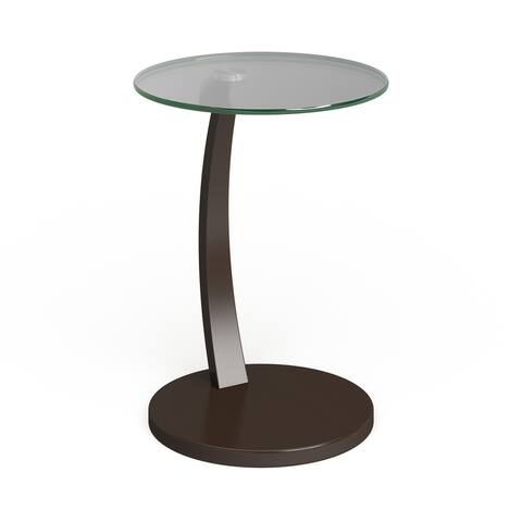 Accent Table, C-shaped, End, Side, Snack, Living Room, Bedroom, Laminate, Tempered Glass, Clear, Contemporary, Modern