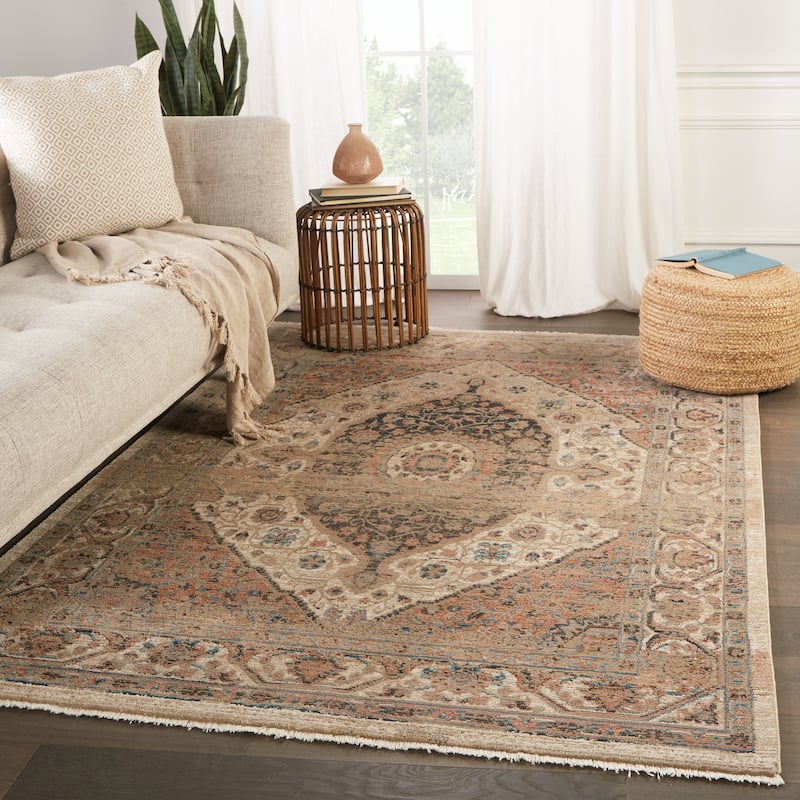 Irenea Medallion Tan/ Ivory Area Rug