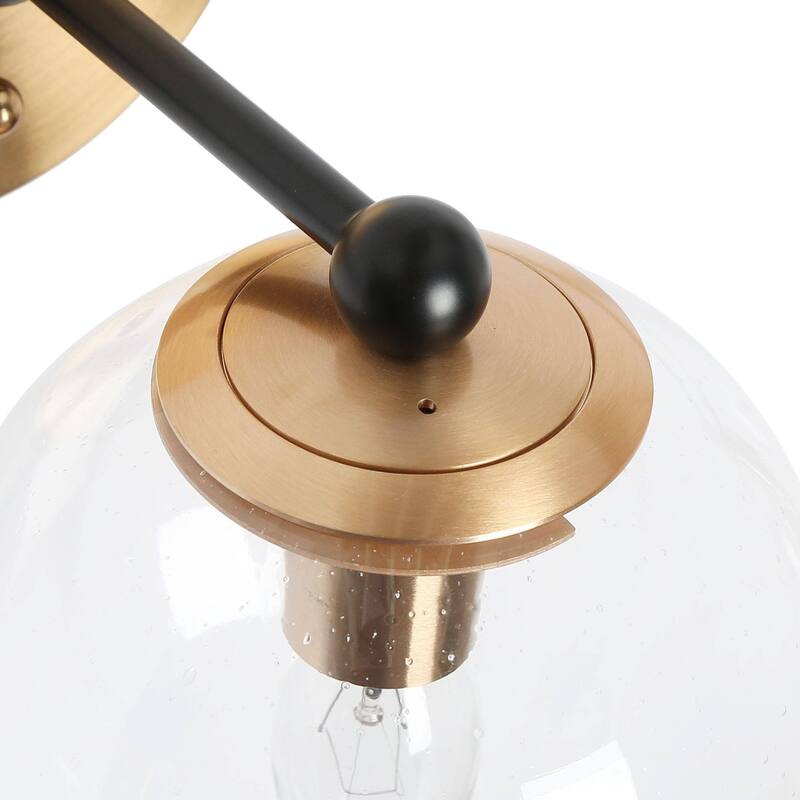 Modern 2/3 Light Black Gold Bathroom Vanity Lights Over Mirror Dual Globe Seeded Glass Wall Sconces Fixture for Bathroom