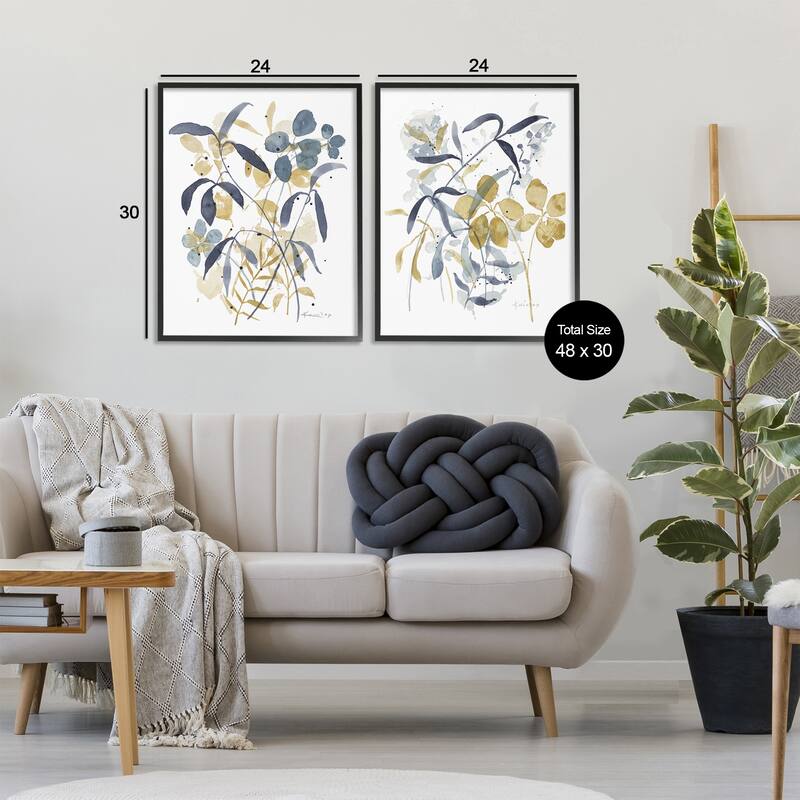 Stupell Whimsy Watercolor Botanicals Framed Giclee Art Design By Krinlox (Set of 2)