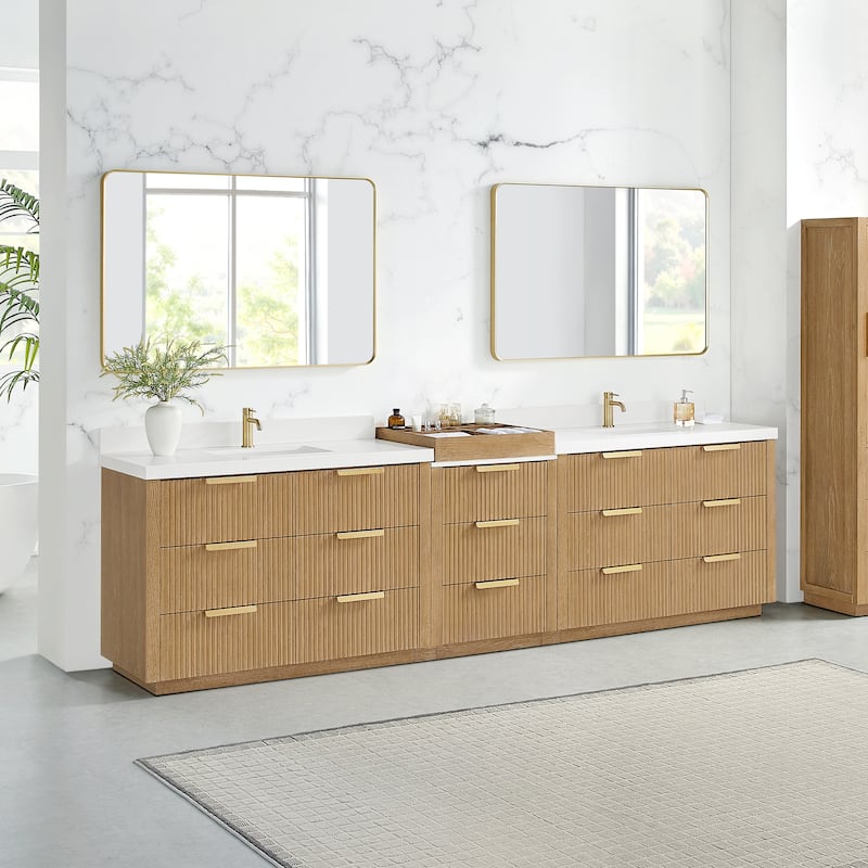 Santarem Double Vanity with Pure White Quartz Stone Top without Mirror