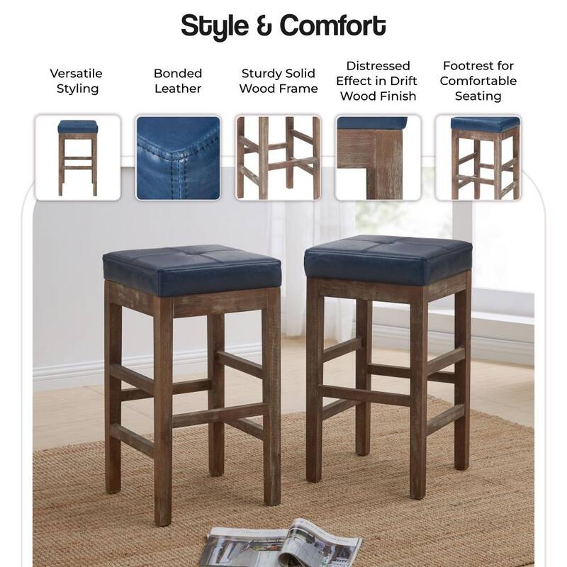 NPD Furniture Valencia Bonded Leather Backless Counter Stool