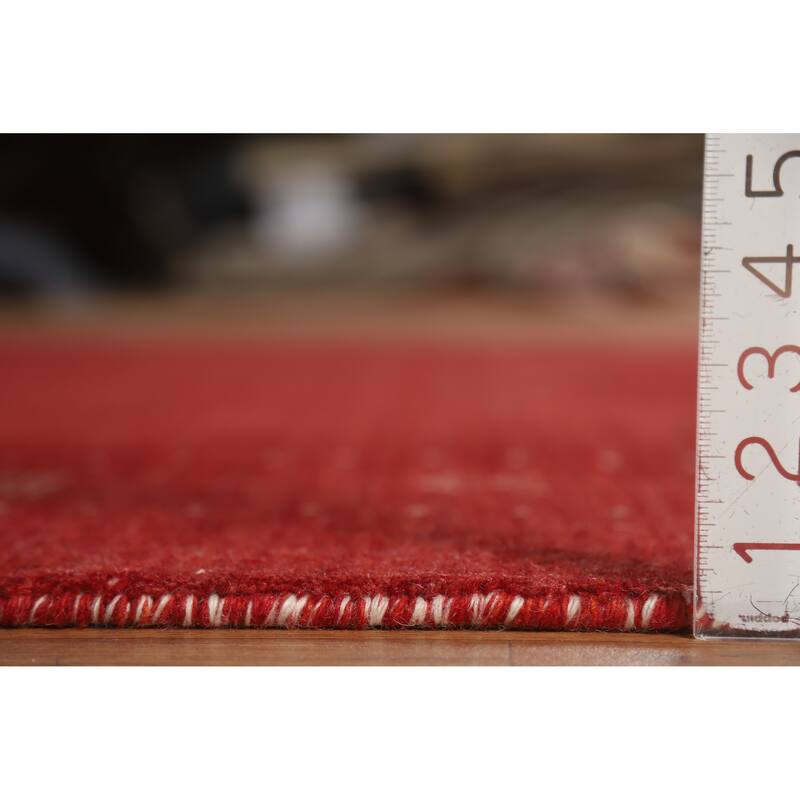 Hand Knotted Oriental 100% Wool Carpet Tribal Tribal Red Gabbeh Area Rug - 9' 10'' X 6' 7''