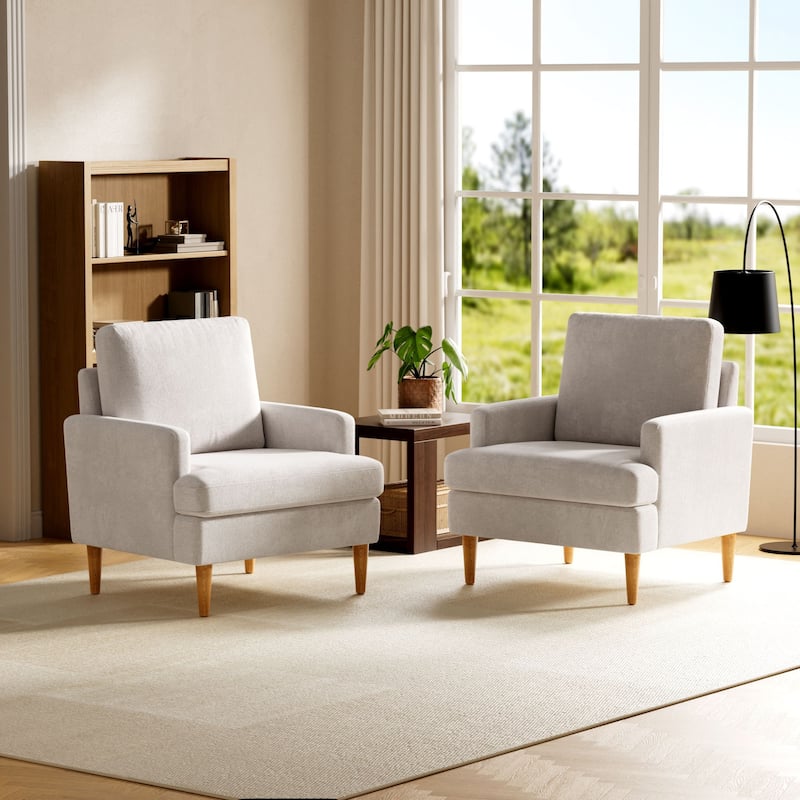 set of 1 Accent Chair for Bedroom Living Room with Wood Legs