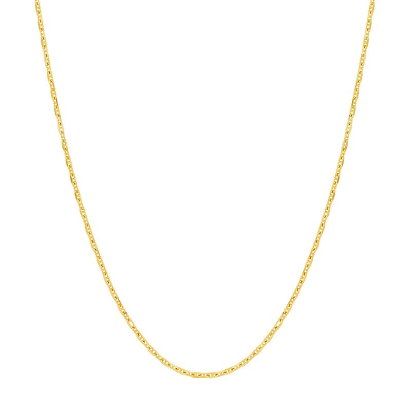 Curata 14k Yellow Gold 0.95mm Mariner Anchor Chain Necklace (Spring Ring)