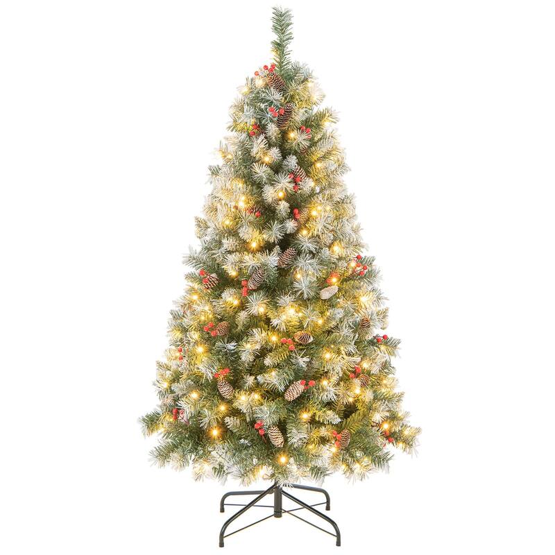 5FT Hinged Christmas Tree with PVC Branch Tips and Warm White LED Lights