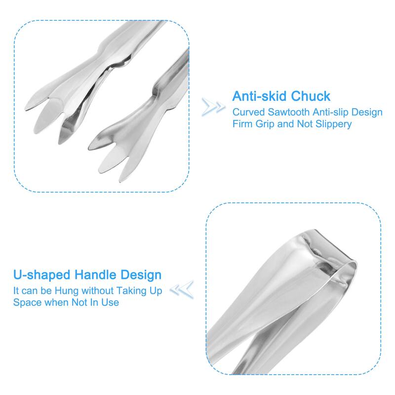 Serving Tongs, 2pcs Stainless Steel Ice Tongs, Mini Sugar Tongs Silver