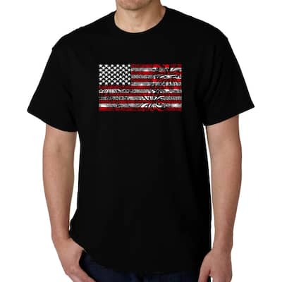 LA Pop Art Men's Word Art T-shirt - Fireworks American Flag