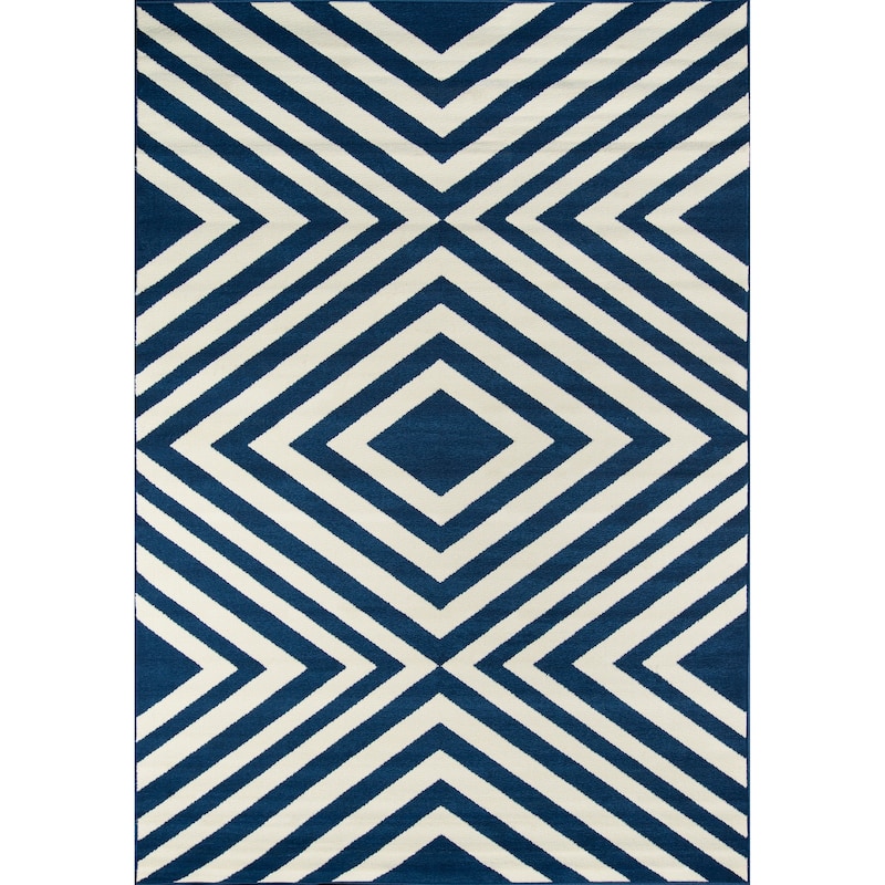 Momeni Baja Zig-Zag Easy Care Indoor Outdoor Area Rug - 2'3" x 4'6" - Navy