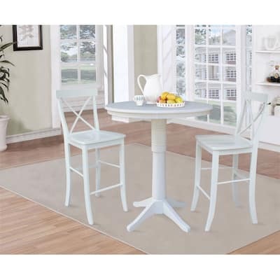 36" Round Pedestal Bar Height Table With 2 X-Back Bar Height Stools
