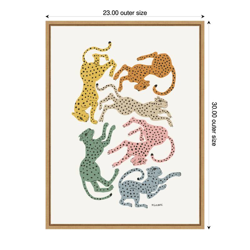 Colorful Cheetahs by Megan Galante Framed Canvas Wall Art - 23 x 30 in