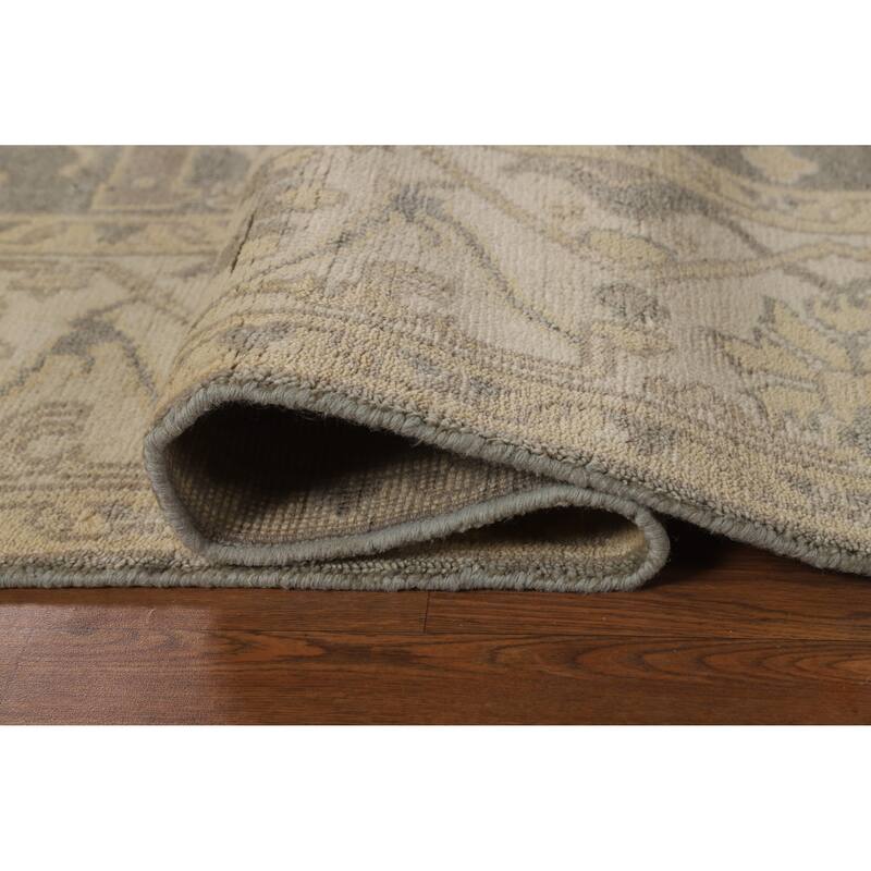 Transitional Grey Oushak Indian Area Rug Hand-Knotted Wool Carpet - 8'3" x 9'10"