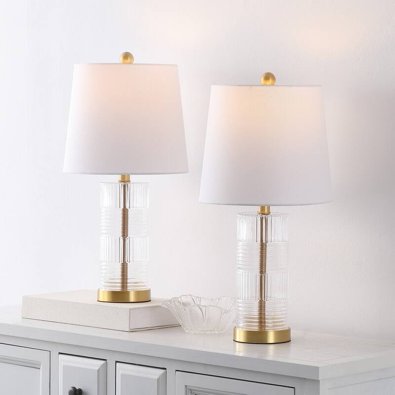 SAFAVIEH Lighting Faille 22-Inch Glass Table Lamp (Set of 2) - 11"W x 11"D x 22"H