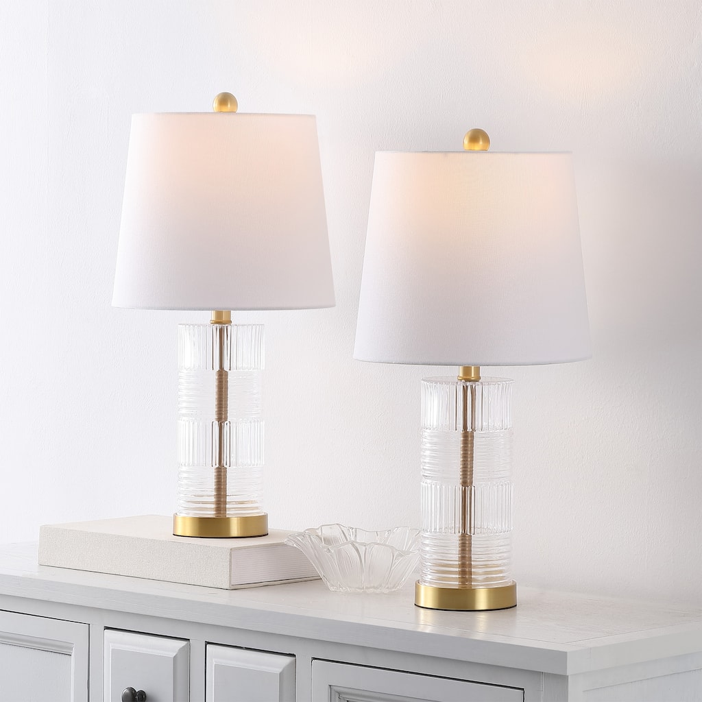 SAFAVIEH Lighting Faille 22-Inch Glass Table Lamp (Set of 2) - 11"W x 11"D x 22"H
