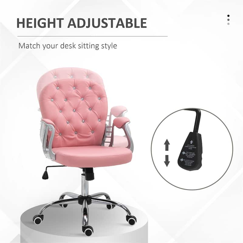 PU Adjustable Height Home Office Chair with Padded Armrests and Wheels