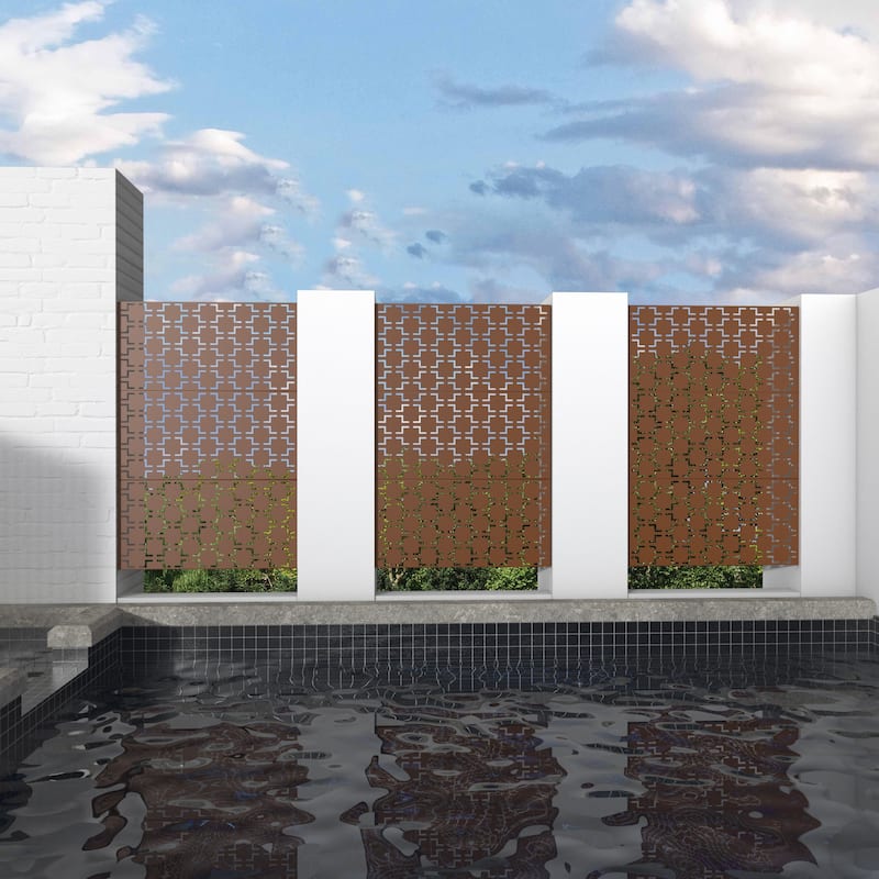 Metal Privacy Screen Panel Free Standing Square - 72*47 - Rust