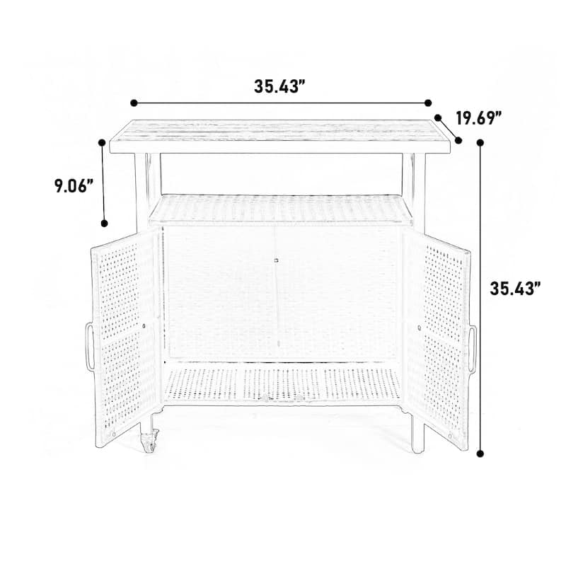 Outdoor Wicker Bar Cart