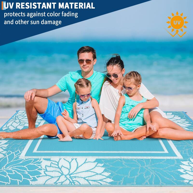 Outdoor Rug Waterproof Plastic Straw Rug, UV Resistant Foldable Lightweight Mat Reversible Patio Rug for Camping