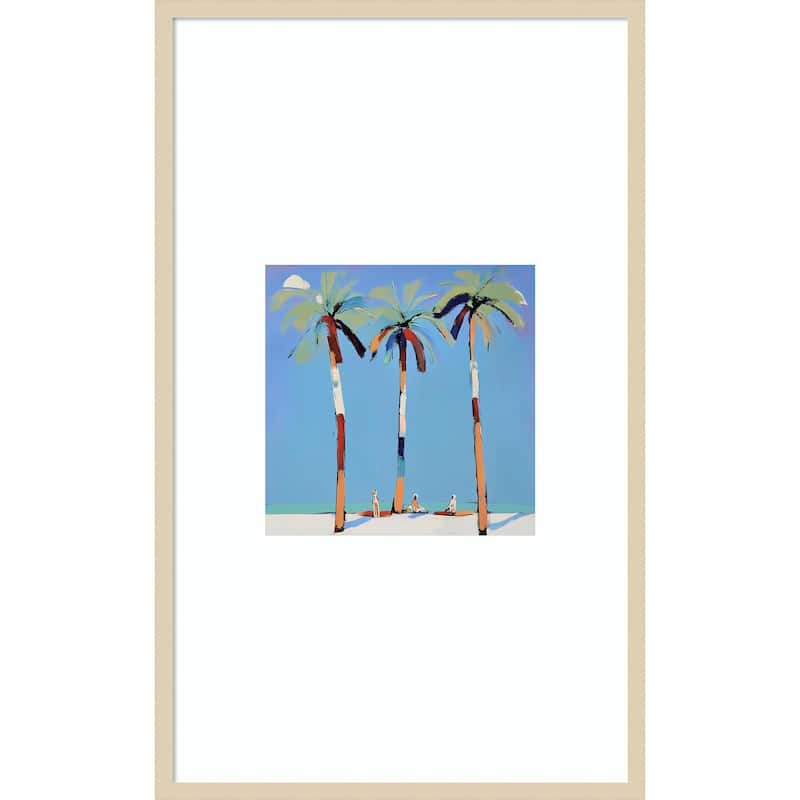 Three Palm Trees by Elena Avanesova Wood Framed Wall Art Print