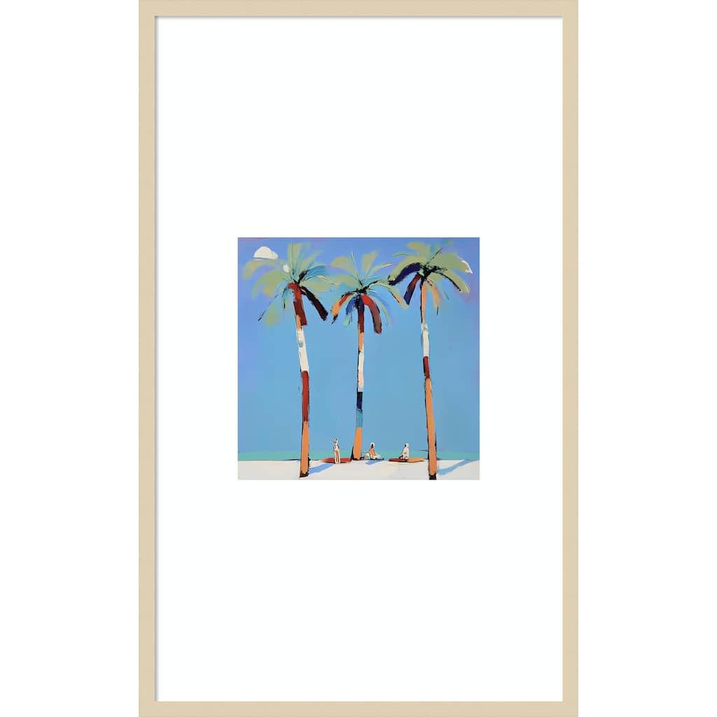 Three Palm Trees by Elena Avanesova Wood Framed Wall Art Print