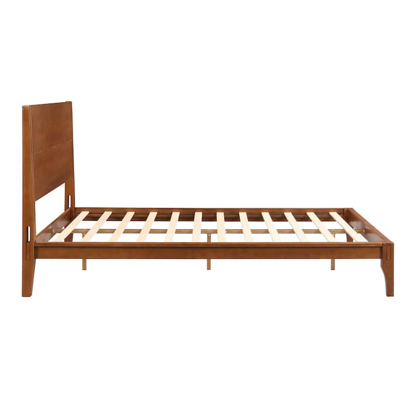 Full/Queen/King Bamboo Platform Bed, Mid-Century Modern Bed Frame with Tall Headboard, Wood Slat Support, No Box Spring Needed