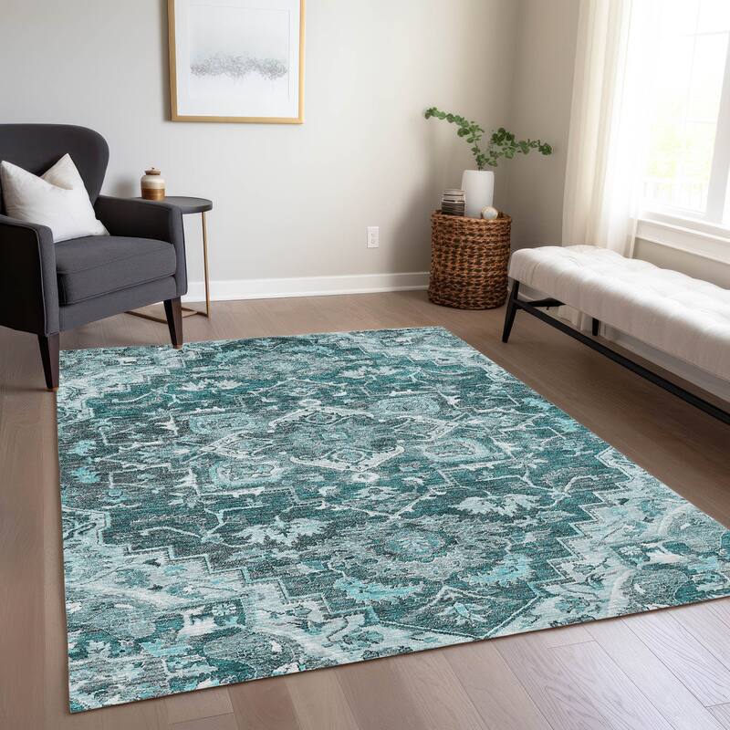 Machine Washable Indoor/ Outdoor Chantille Traditional Boho Rug