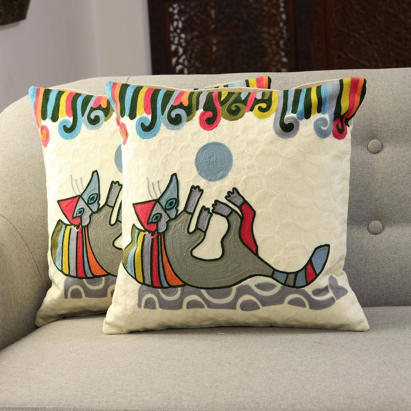 Handmade Playful Kitten cushion covers (India)
