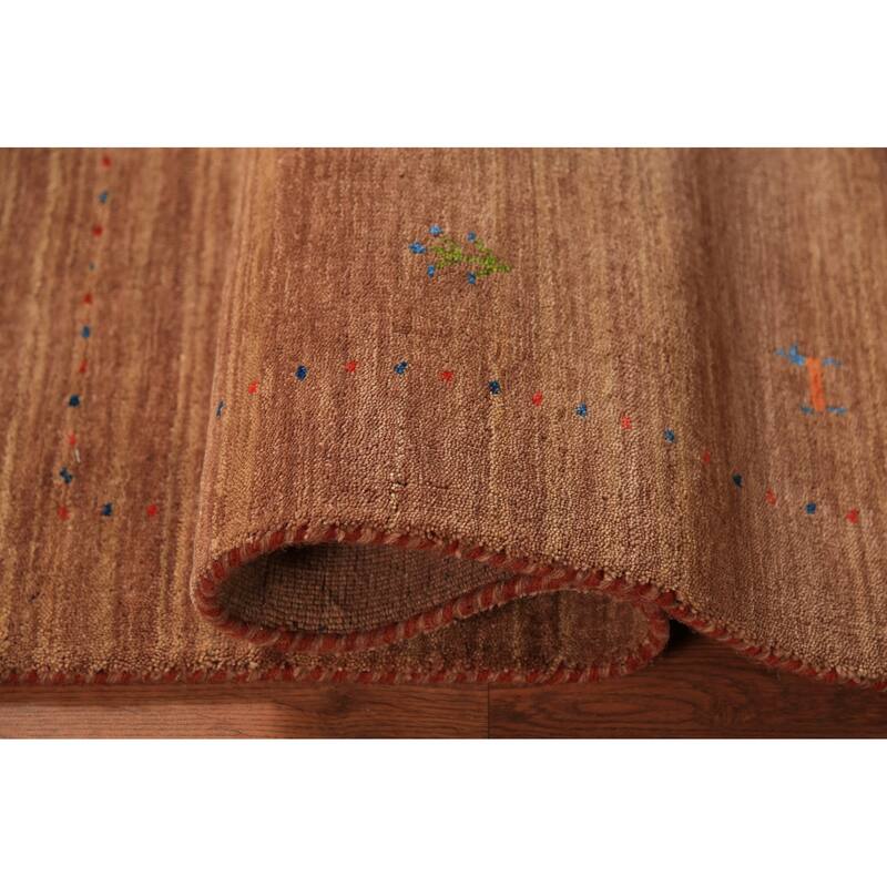 Tribal Gabbeh Indian Foyer Rug Hand-Knotted Modern Wool Carpet - 3'2" x 4'11"