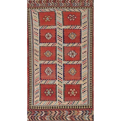Vegetable Dye Kilim Qashqai Persian Antique Area Rug - 4'8"x 9'3"