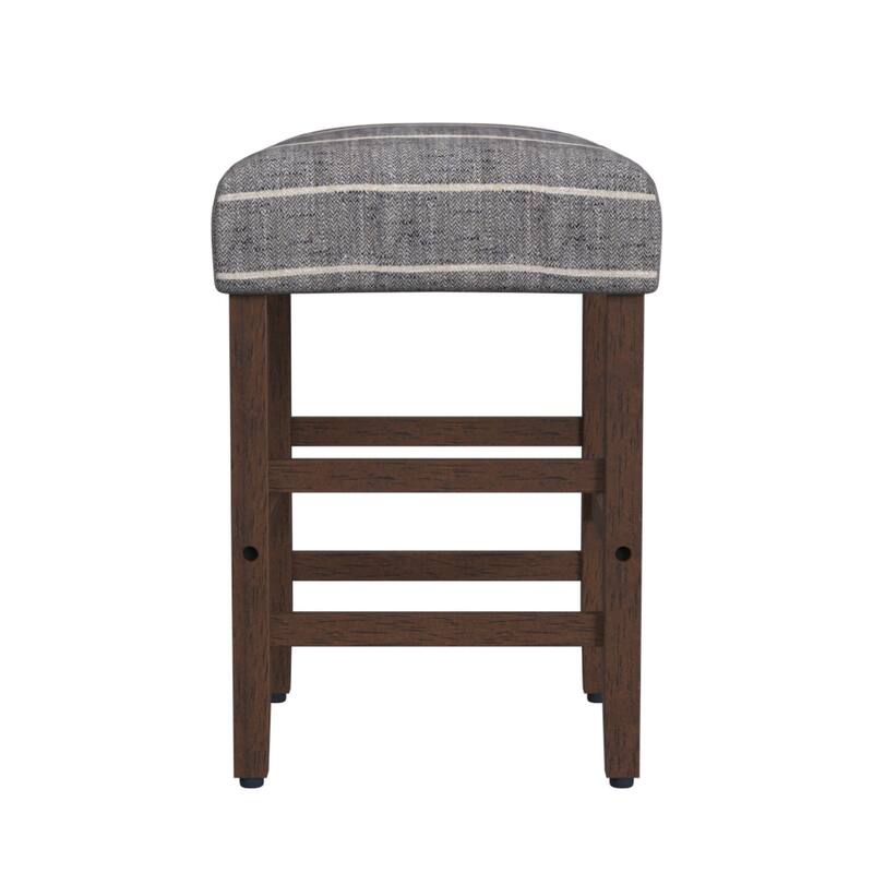Mola Backless Counter Height Stool, Navy Blue Striped Polyester, Brown